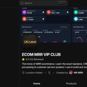 MR MRR - ECOM MRR VIP CLUB + (Lifetime updates)